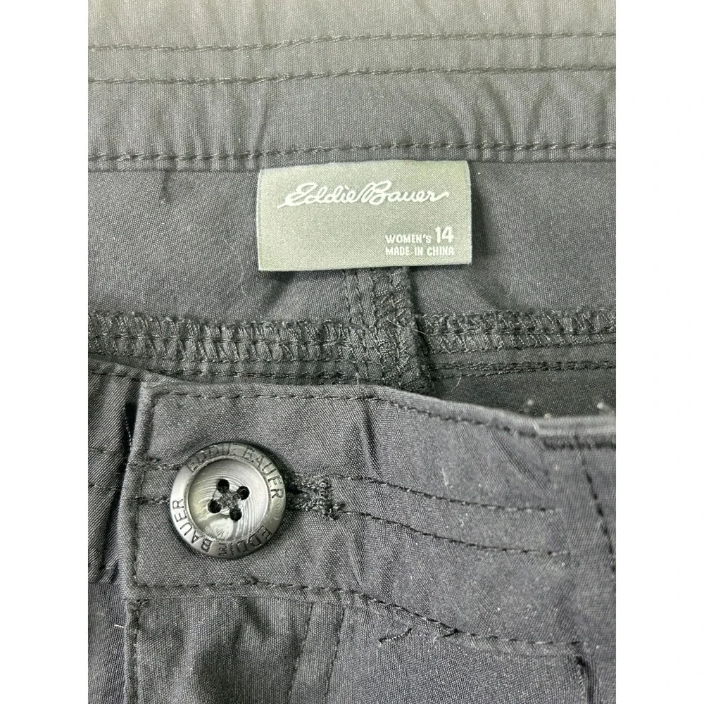 Eddie Bauer‎ Womens Black Hiking Shorts Size 14 Zipper Pocket Outdoor Trail